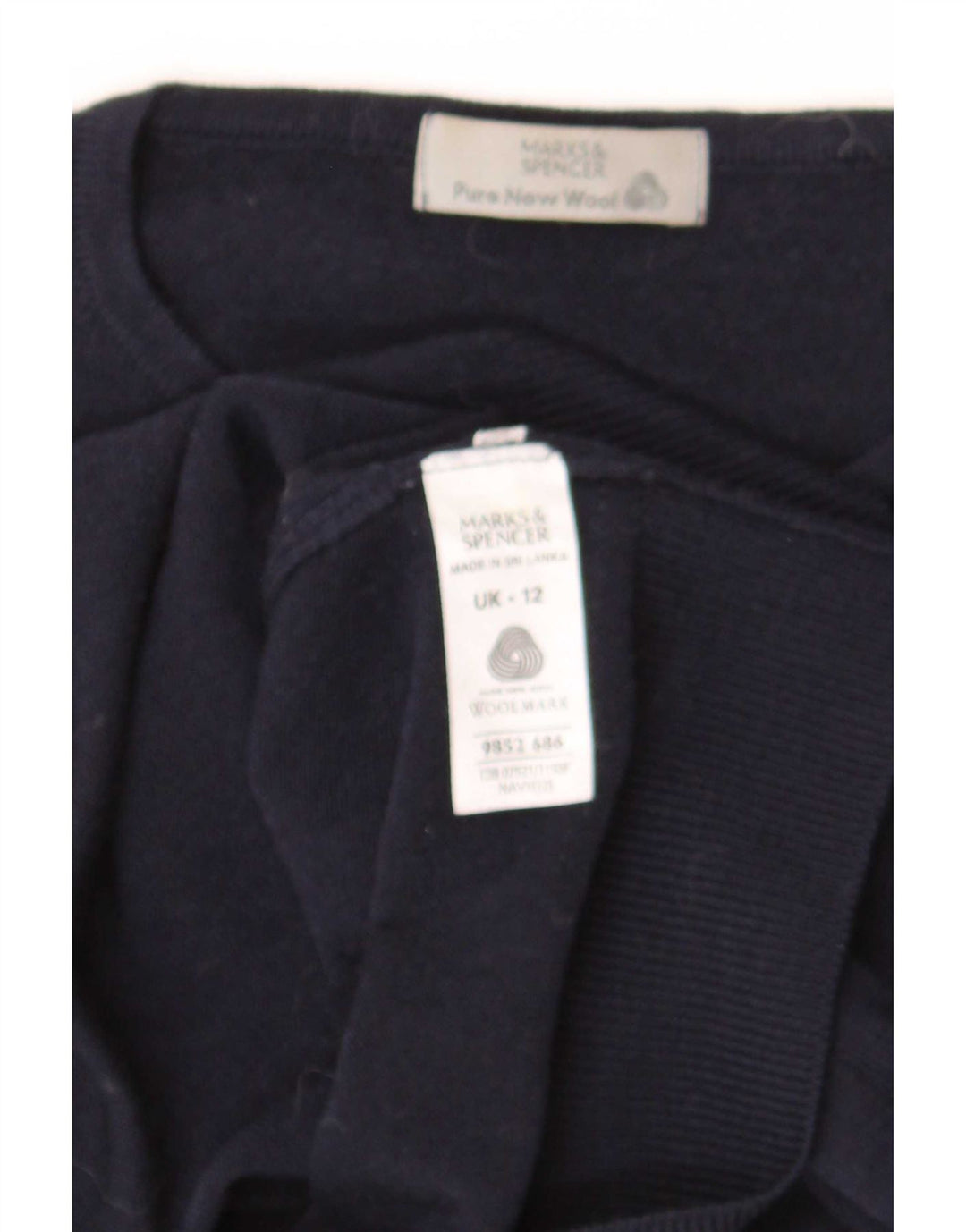 Marks & Spencer Damen-Pullover mit Rundhalsausschnitt, UK 12, mittelmarineblaue Wolle