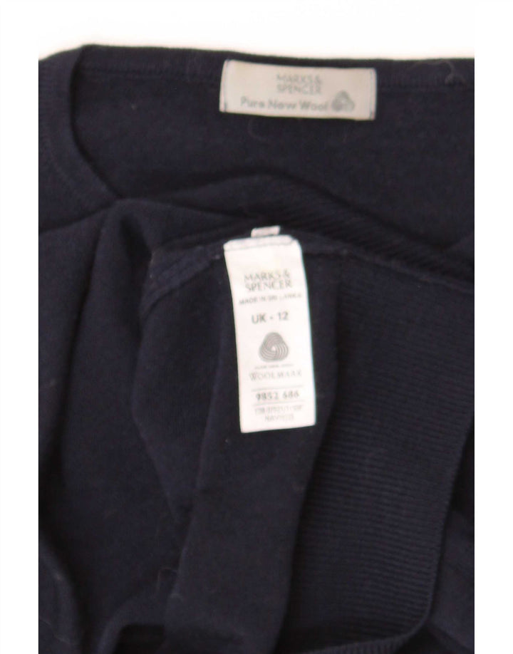 Marks & Spencer Damen-Pullover mit Rundhalsausschnitt, UK 12, mittelmarineblaue Wolle