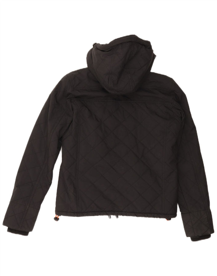 SUPERDRY Damen Windcheater Kapuzen-Windjacke UK 14 Medium Schwarz