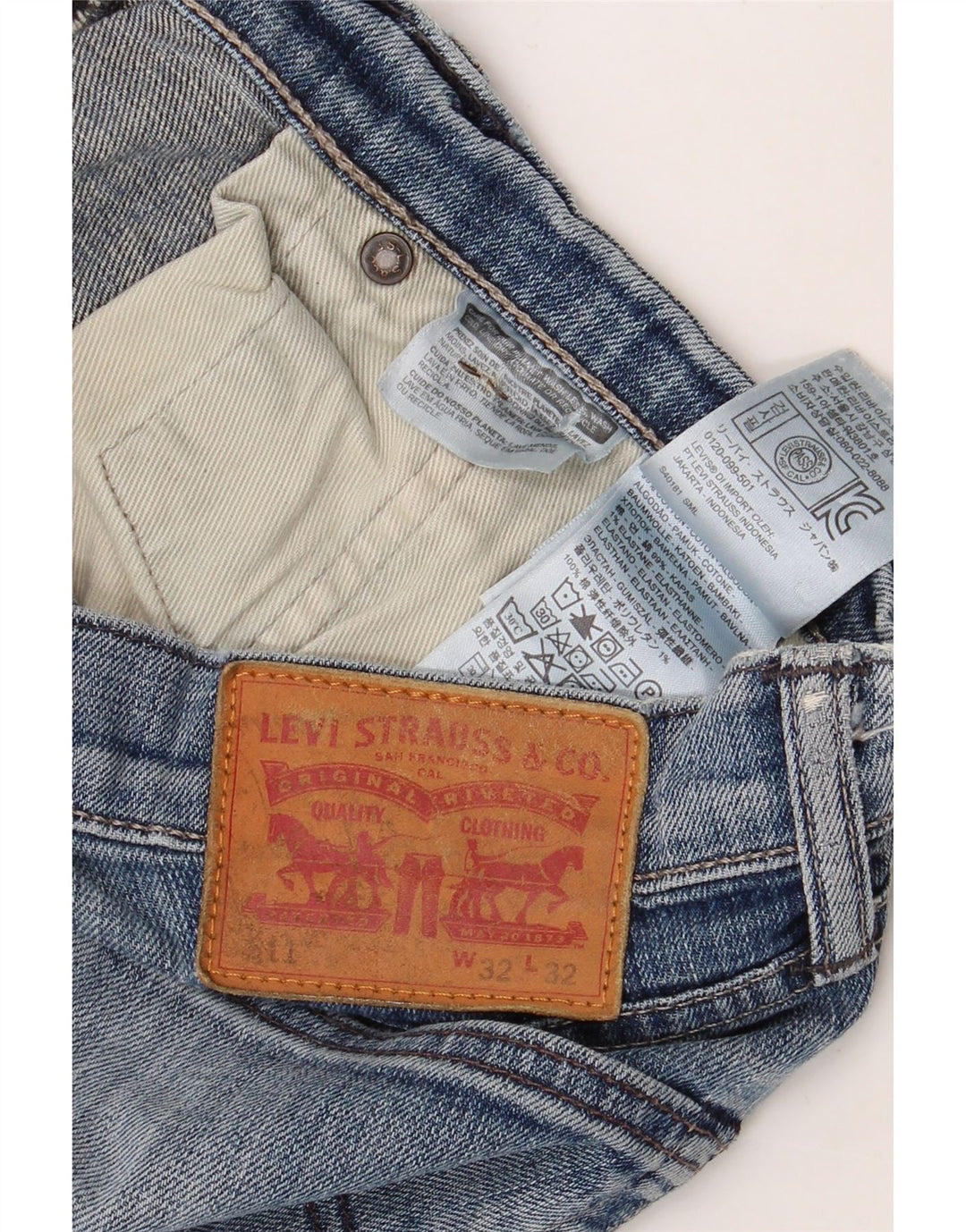 LEVI'S Herren 511 Slim Jeans W32 L32 Blaue Baumwolle