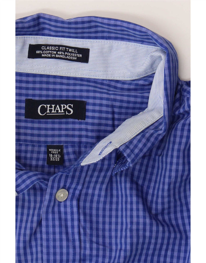 Chaps Herren-Hemd mit klassischer Passform, Größe 16 16 1/2, große blaue Gingham-Baumwolle