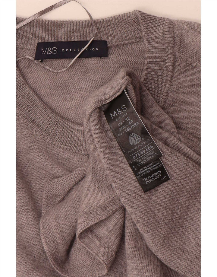 Marks & Spencer Damen Langarm-Pulloverkleid UK 12 Mittelgrau