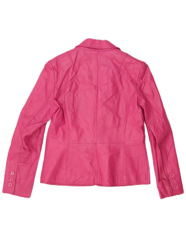 Worthington Damen 2-Knopf-Lederblazerjacke UK 12 Mittelrosa Leder