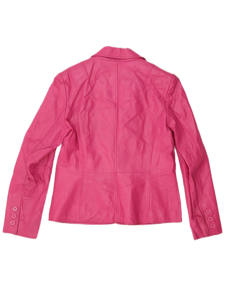 Worthington Damen 2-Knopf-Lederblazerjacke UK 12 Mittelrosa Leder