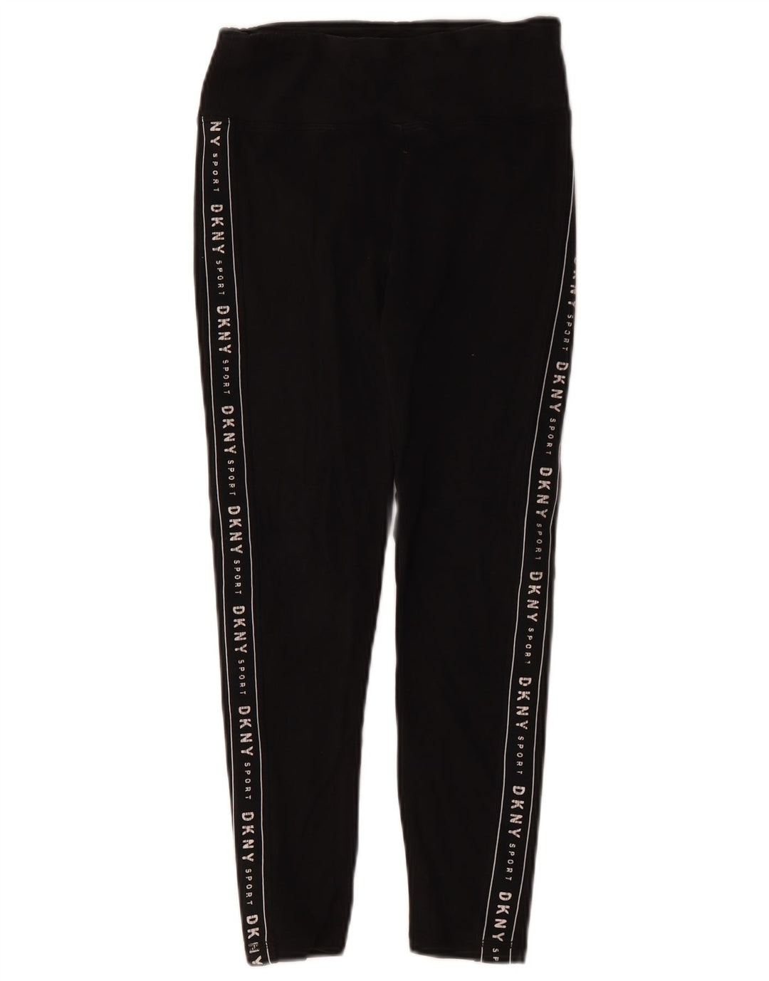 Dkny Womens Crop Graphic Leggings UK 8 Small Schwarze Baumwolle