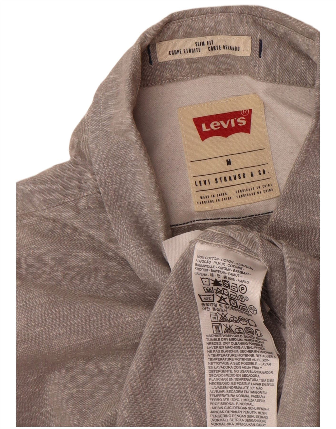 Levi's Herren-Slim-Fit-Hemd aus mittelgrau gefleckter Baumwolle