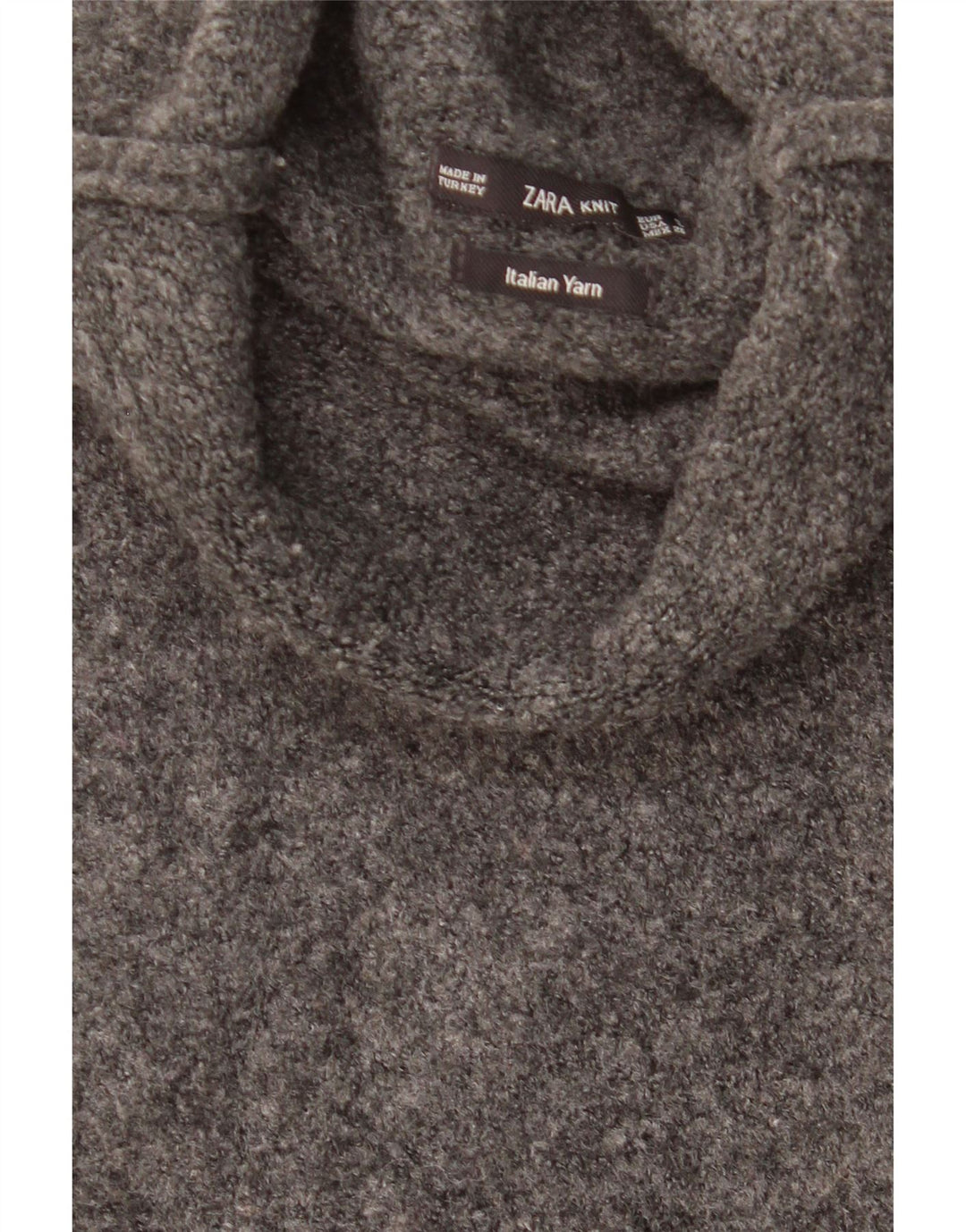 ZARA Damen-Pullover mit 3/4-Ärmeln, übergroßer Rollkragenpullover, Gr. 10, Größe S, Grau