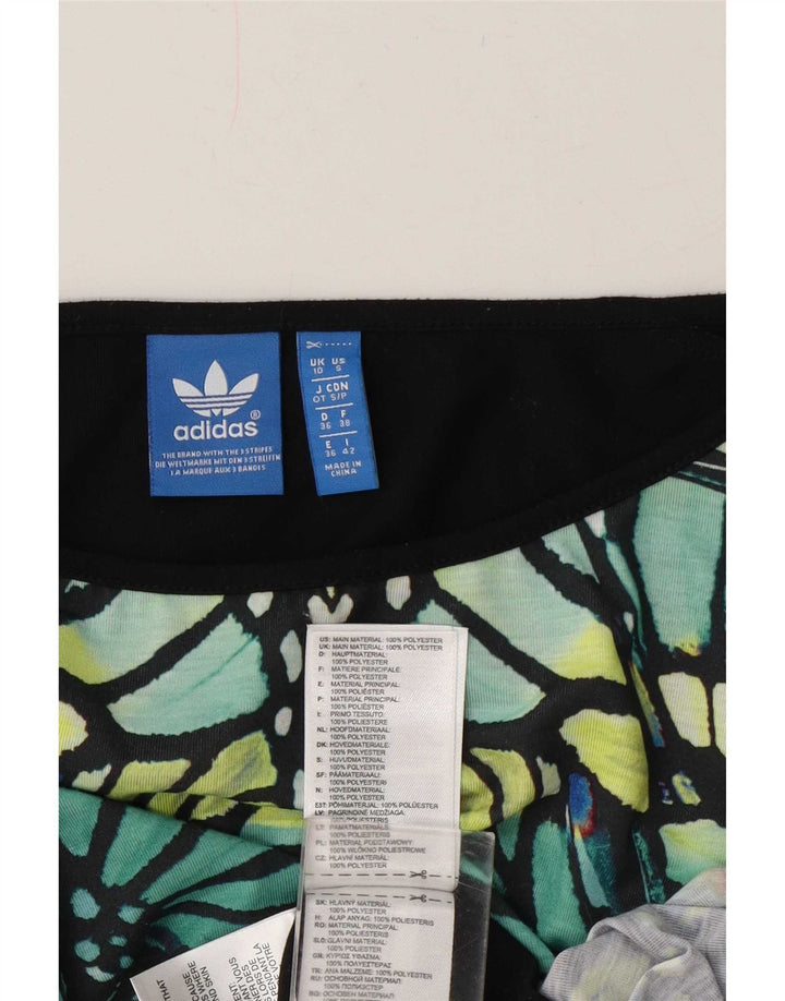 Adidas Damen-Oberteil mit abstraktem Muster und Grafik, 3/4-Ärmel, UK 10, Größe S, mehrfarbig