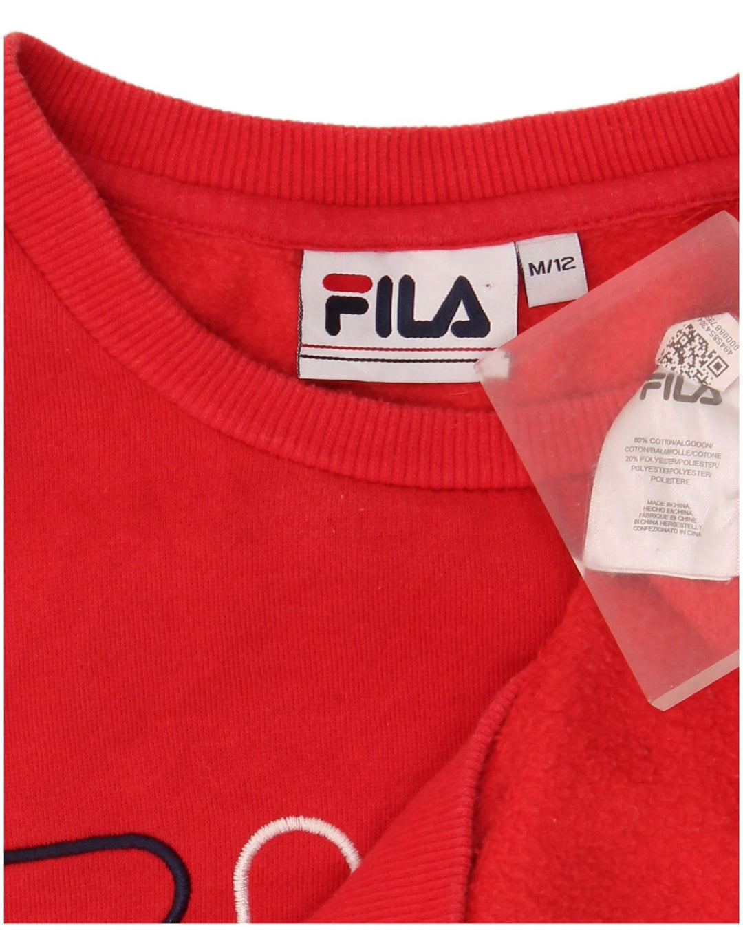 Fila Herren-Sweatshirt mit Grafik, übergroß, UK 12, mittelrot, Baumwolle