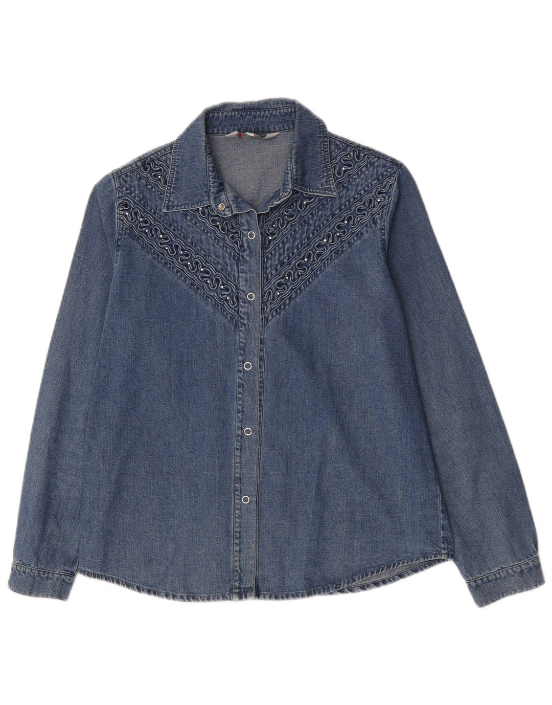 Vintage Damen Jeanshemd UK 14 Mittelblaue Baumwolle