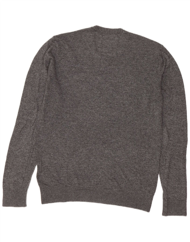 Hollister Herren-Pullover mit V-Ausschnitt aus mittelgrauer Baumwolle
