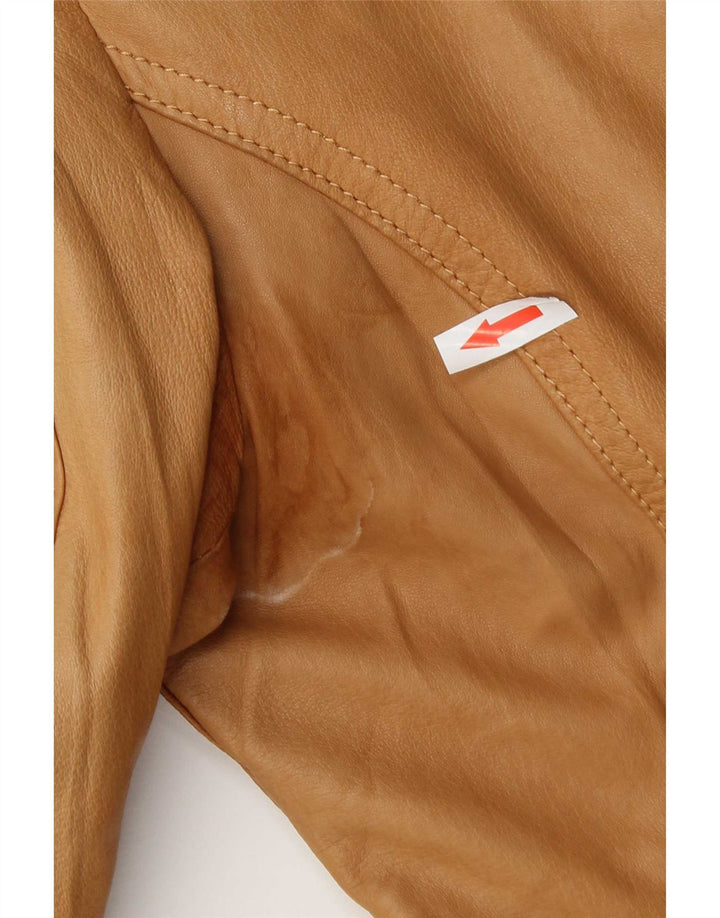 Sandro Ferrone Damen Crop Lederjacke UK 14 Großes braunes Leder