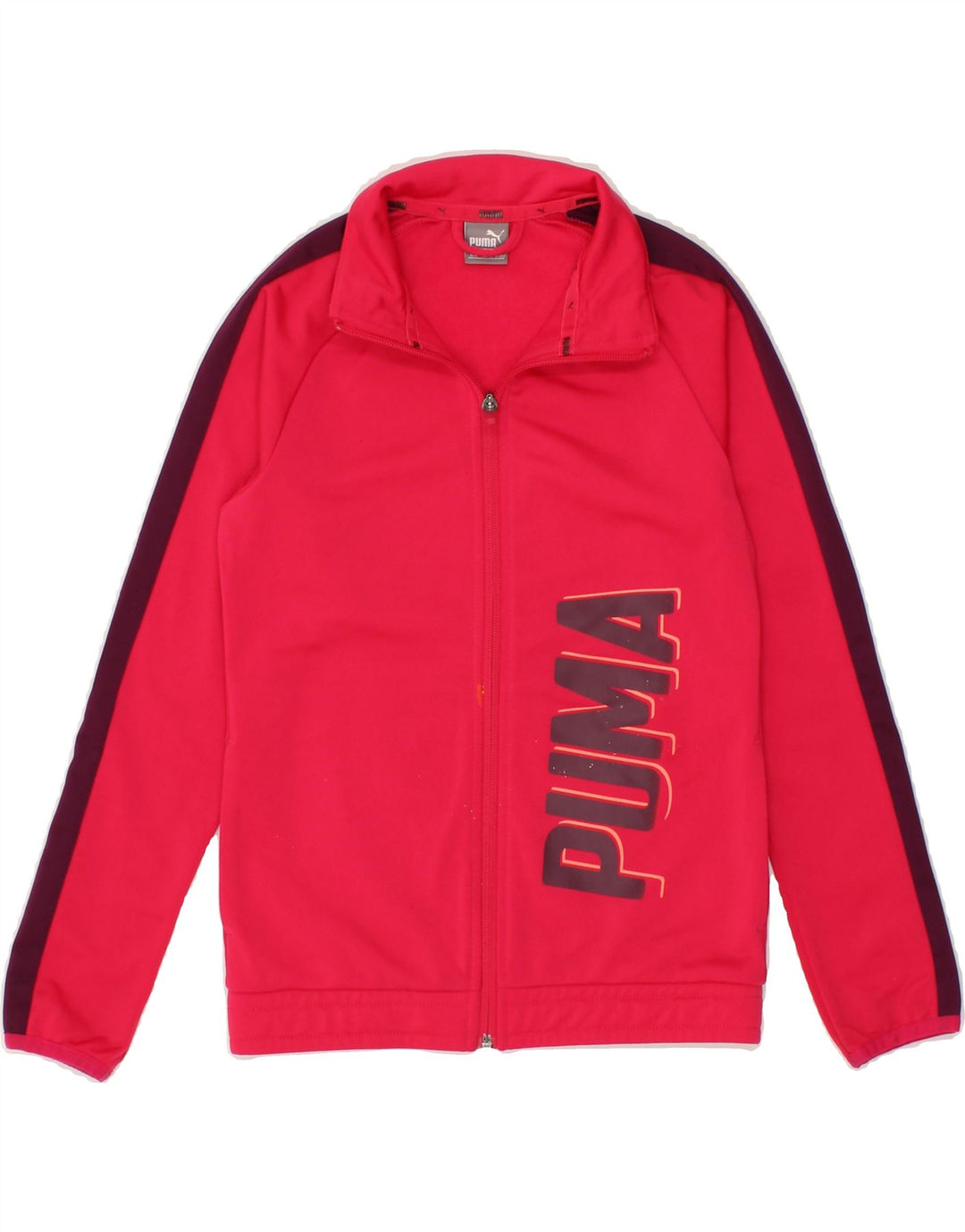 PUMA Girls Graphic Tracksuit Top Jacket 9-10 Years Pink Polyester Vintage Puma and Second-Hand Puma from Messina Hembry 