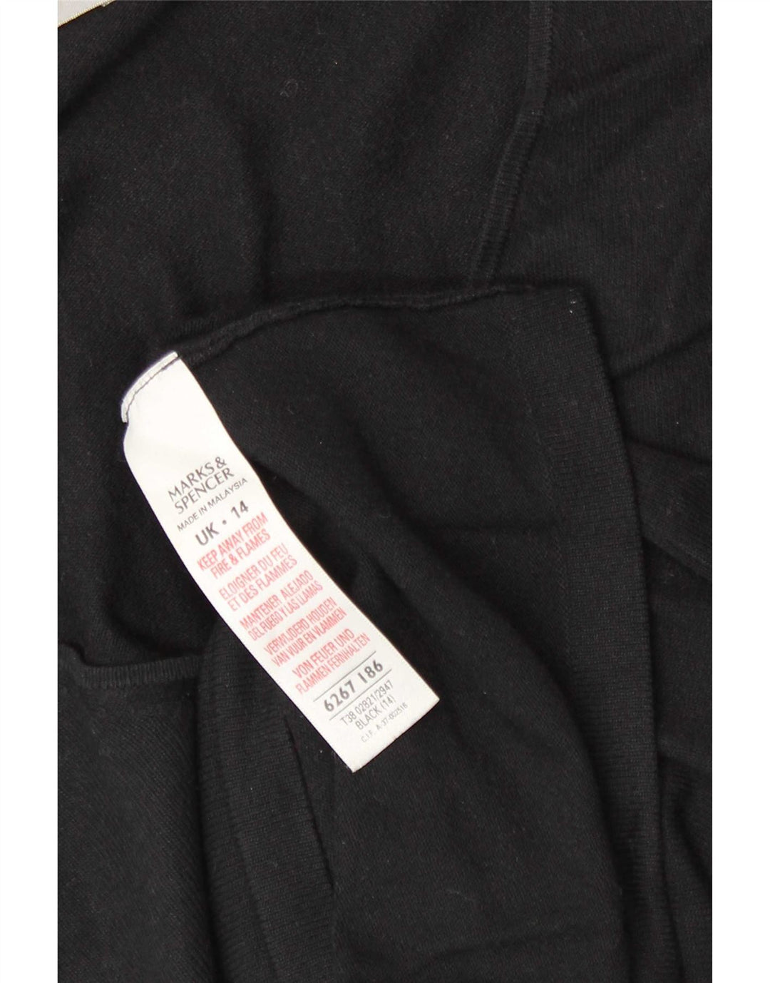 Marks & Spencer Damen Top Langarm UK 14 Medium Schwarz Viskose