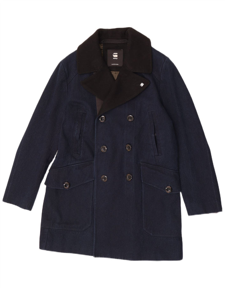 G-Star Herren Pea Coat Größe 40 Große marineblaue Baumwolle