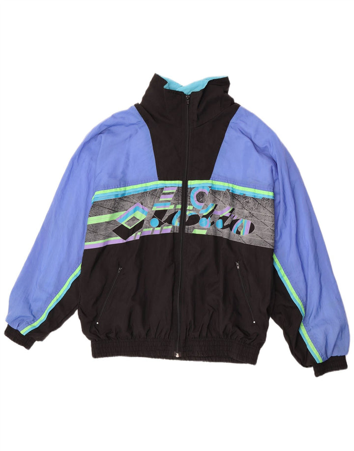 Lotto Herren-Trainingsanzugoberteil mit Grafik, mittelblaues Colourblock-Nylon