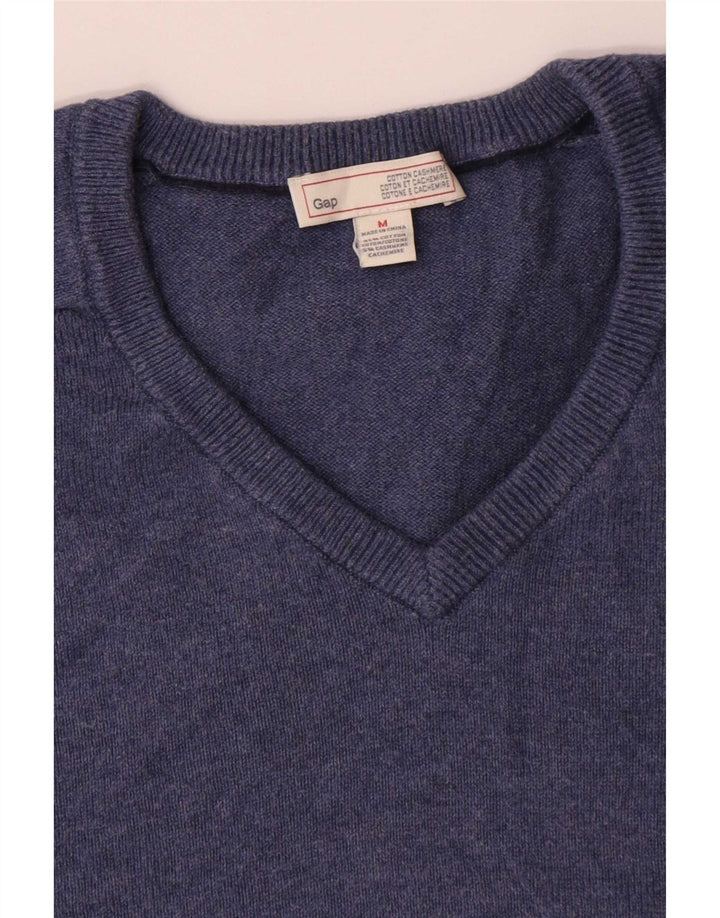 Gap Herren-Pullover mit V-Ausschnitt aus mittelblauer Baumwolle
