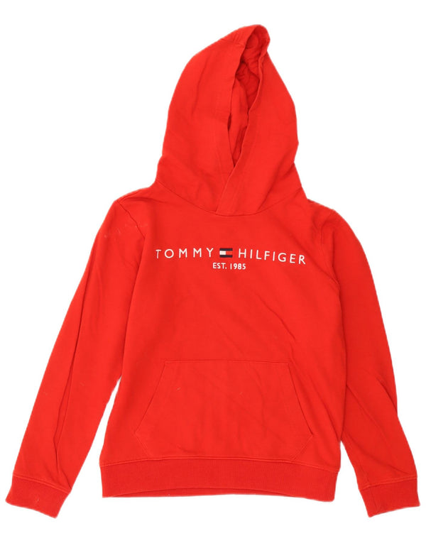 Tommy Hilfiger Kapuzenpullover mit Grafik für Jungen, 11–12 Jahre, rote Baumwolle