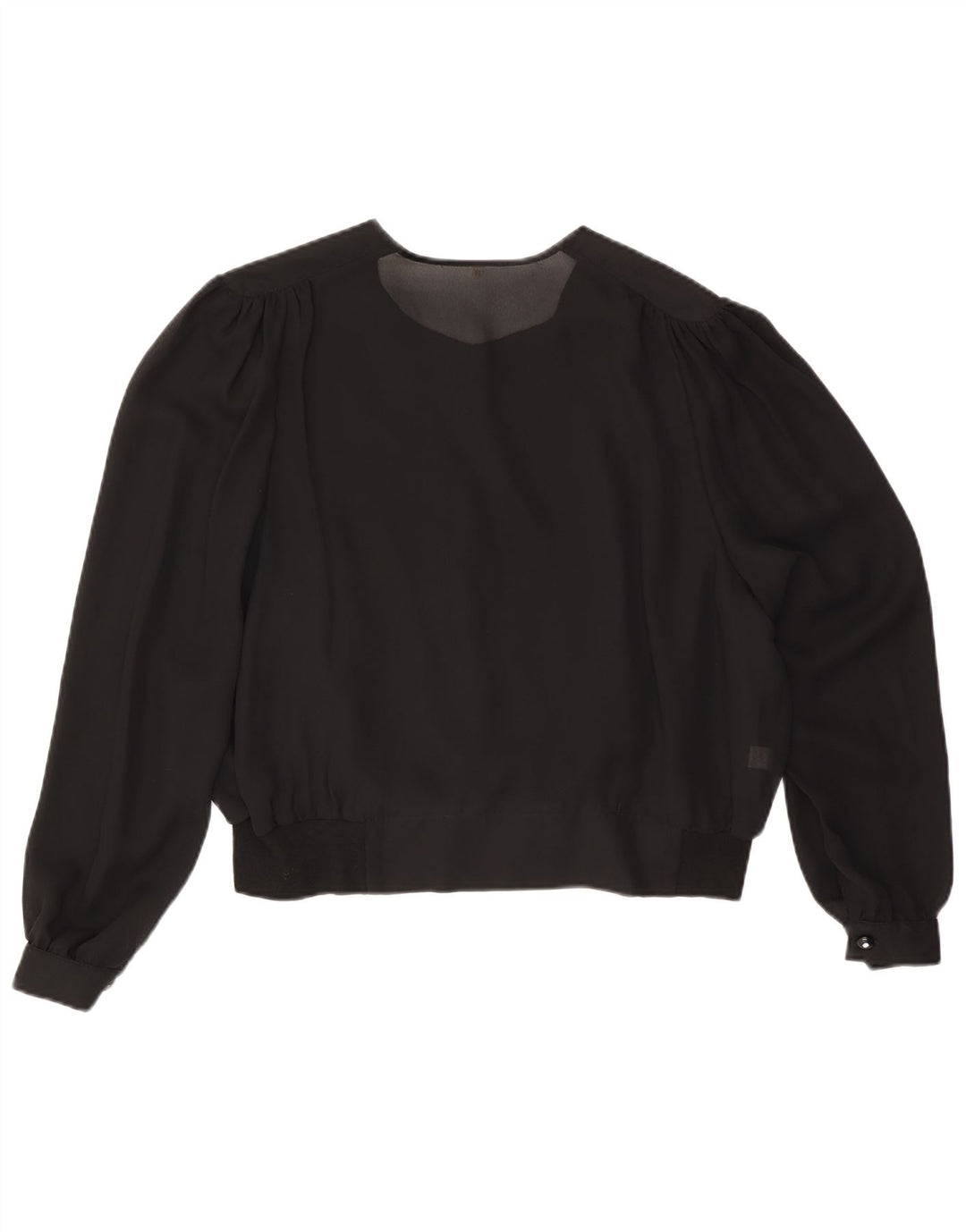 VINTAGE Damen Hemdbluse IT 50 XL Schwarz Viskose