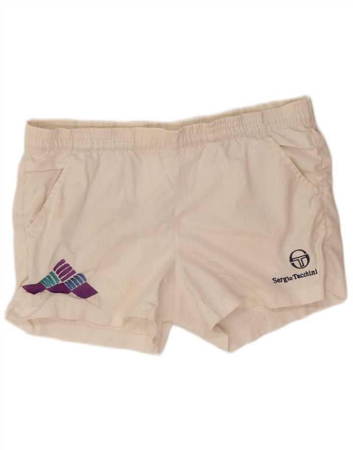 Sergio Tacchini Herren Graphic Sport Shorts IT 46 Small Weiß Polyester