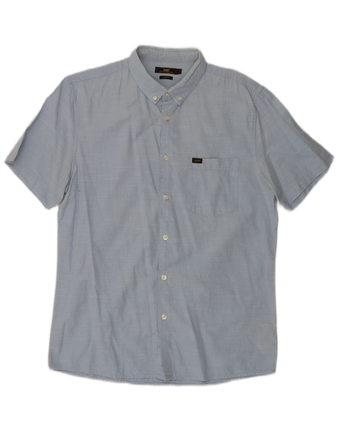 Lee Herren-Kurzarm-Slim-Fit-Hemd, groß, aus blauer Baumwolle