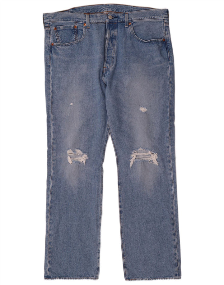 Levi's Herren 501 Distressed Straight Jeans W38 L32 Blaue Baumwolle