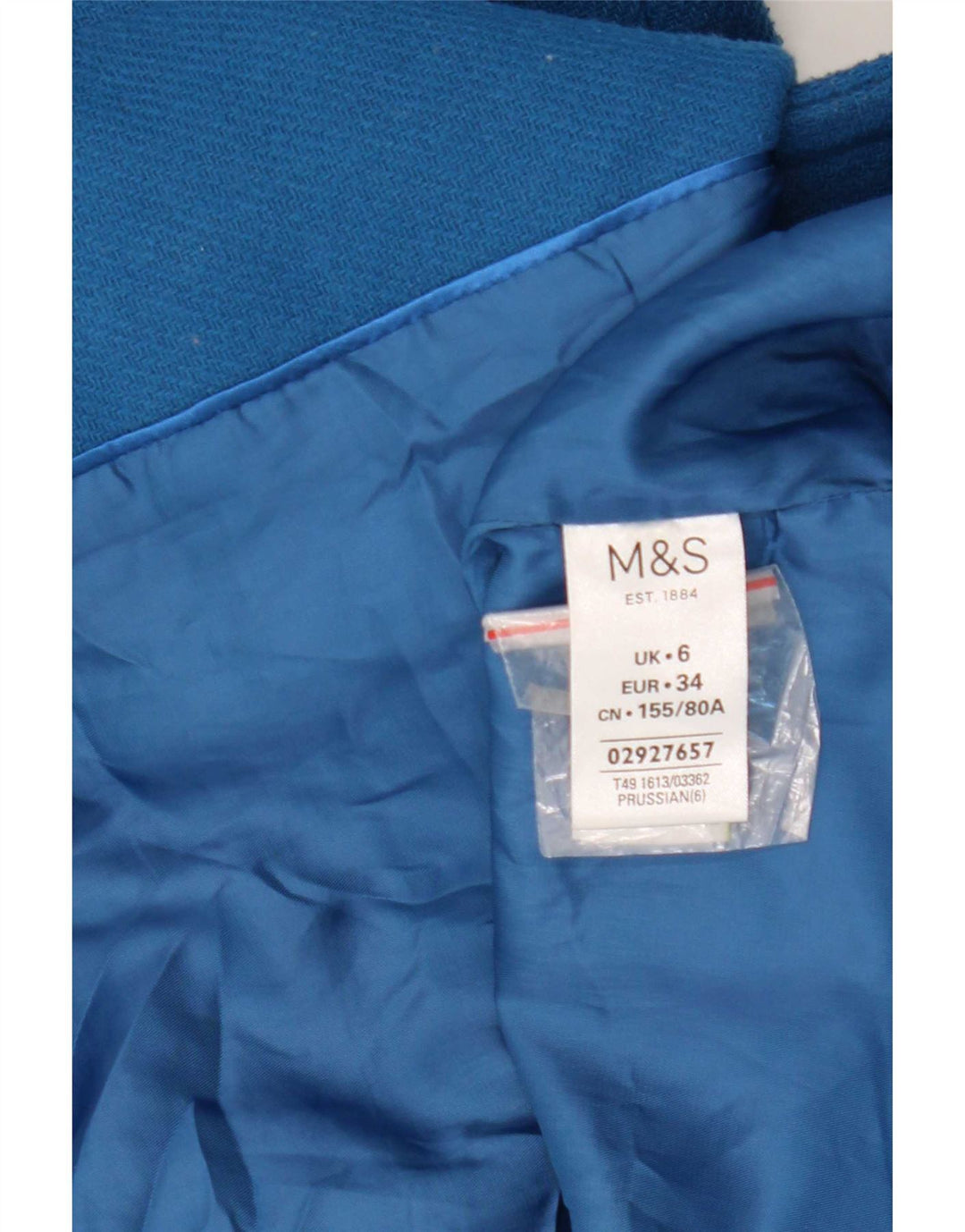 Marks & Spencer Zweireihiger Damenmantel UK 6 XS Blau Polyester