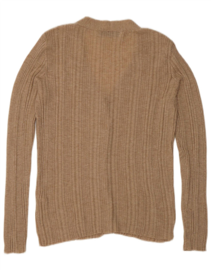 Zara Damen-Cardigan-Pullover UK 10 Small Beige Nylon