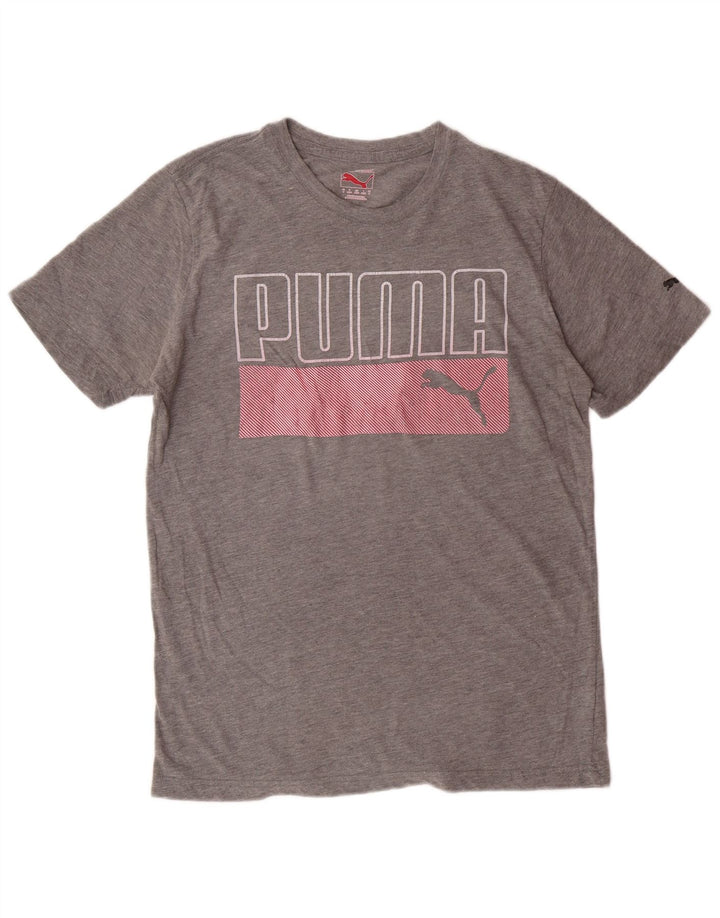 PUMA Herren Grafik-T-Shirt-Oberteil aus mittelgrauer Baumwolle