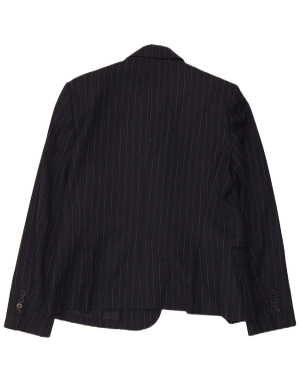 Zara Damen-Blazer mit 1 Knopf, Gr. 44, Marineblau, Nadelstreifen