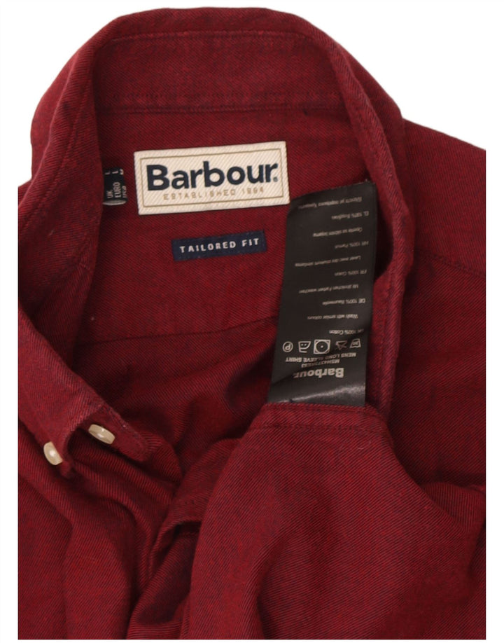 Barbour Herren-Hemd mit maßgeschneiderter Passform, Größe L, Burgunderrot, Baumwolle