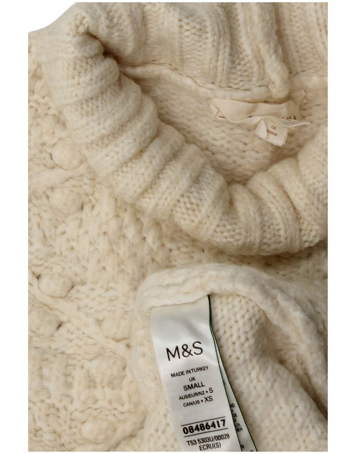 Marks & Spencer Damen-Pullover mit Rollkragen, Gr. 10, Größe S, gebrochenes Weiß