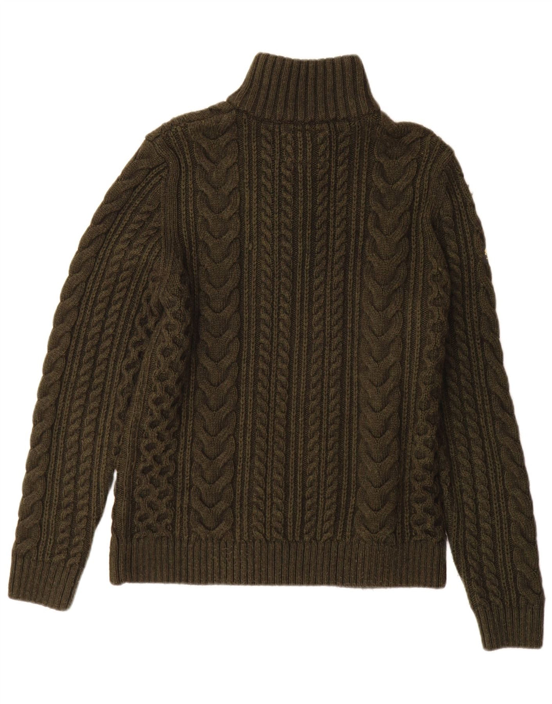 Superdry Herren-Pullover mit Reißverschluss am Hals, kleine Khaki-Wolle
