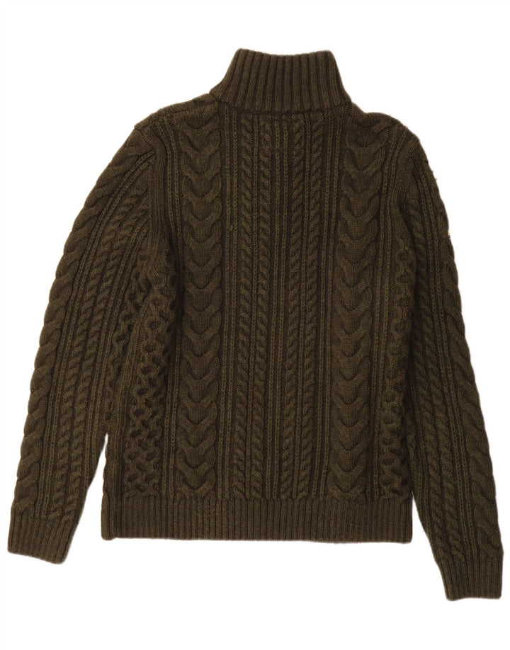 Superdry Herren-Pullover mit Reißverschluss am Hals, kleine Khaki-Wolle