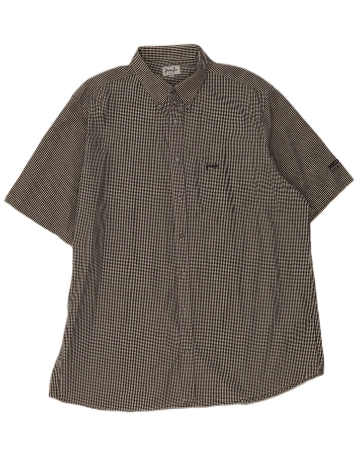 PRINGLE Herren Kurzarmhemd XL Schwarz Gingham Baumwolle