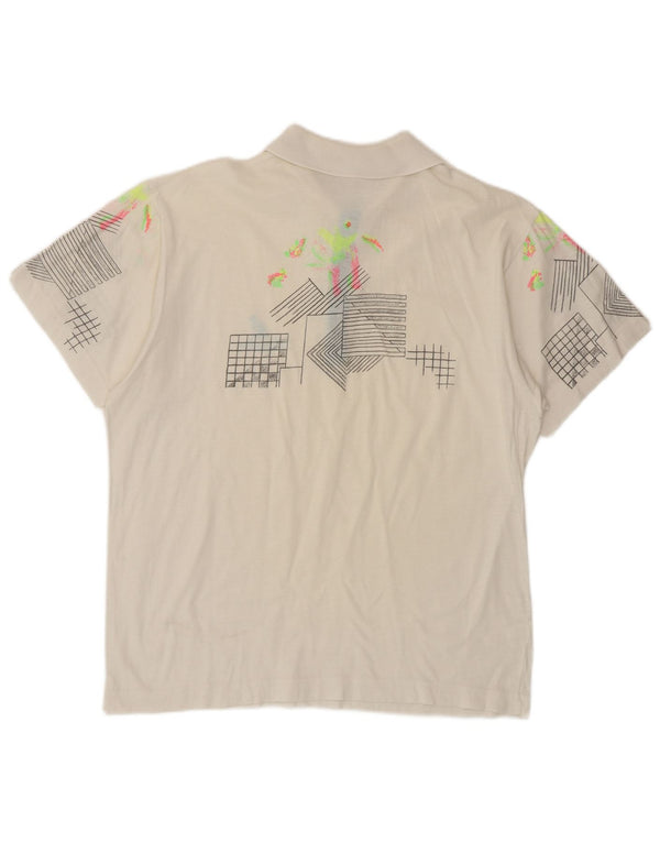 AUSTRALIAN L'ALPINA Herren-Poloshirt IT 46 Small aus weißer, geometrischer Baumwolle