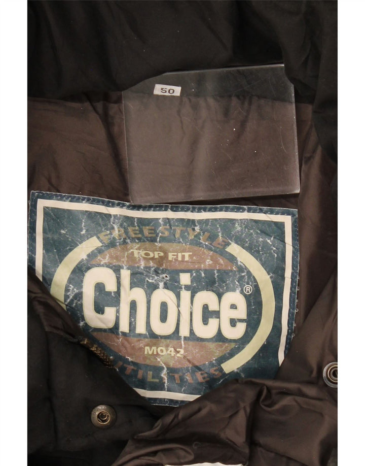 VINTAGE Wattierter Damenmantel mit Kapuze EU 50 2XL Schwarzes Polyamid