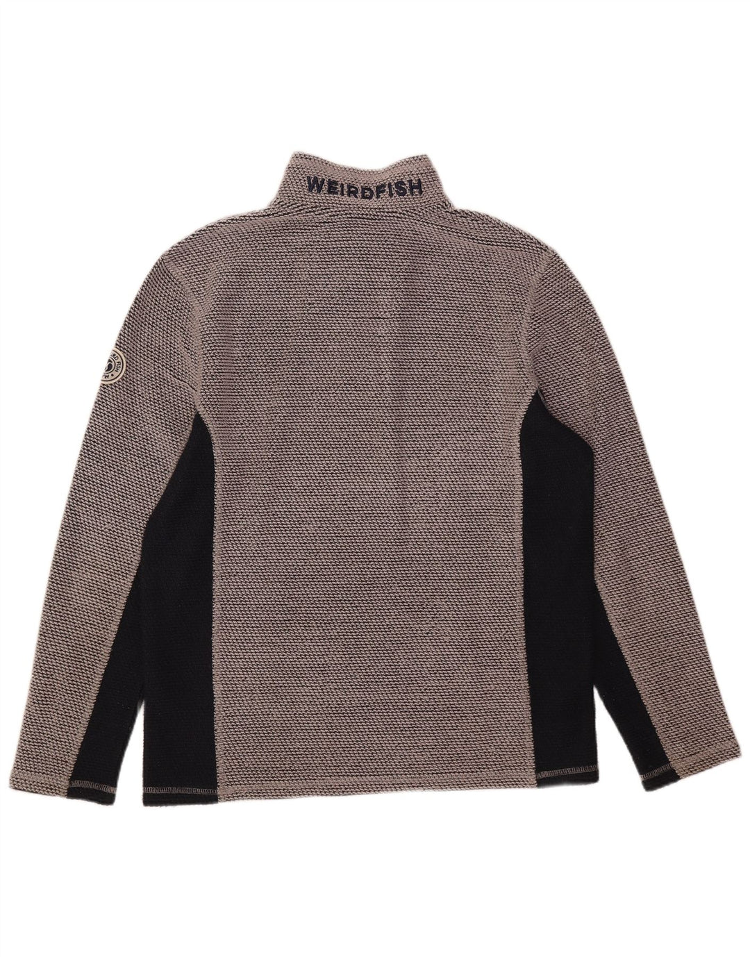 Weird Fish Herren-Sweatshirt mit grafischem Reißverschluss, mittelgrau, Farbblock