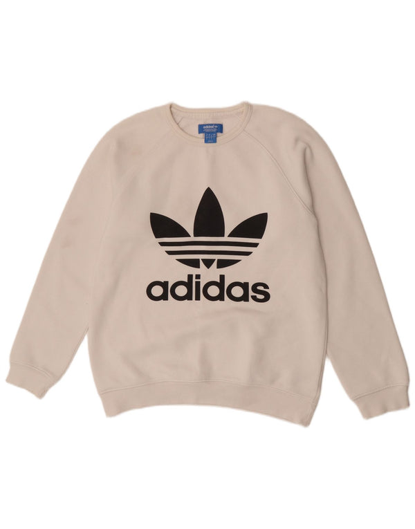 Adidas Herren Grafik-Sweatshirt, Pullover, Größe S, weiß, Baumwolle, Sport