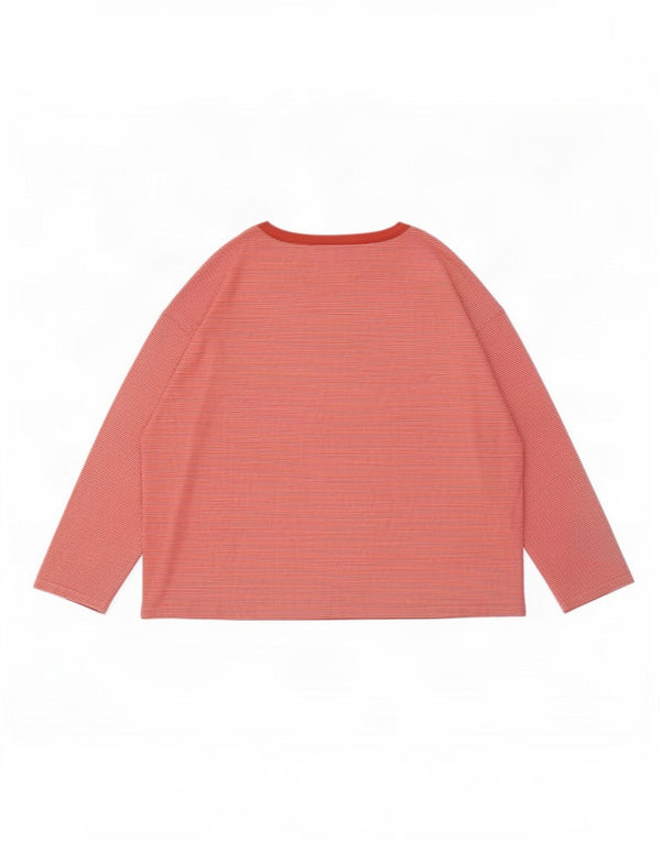 Marks & Spencer Damen Top Langarm UK 20 2XL Rot Nadelstreifen Polyester