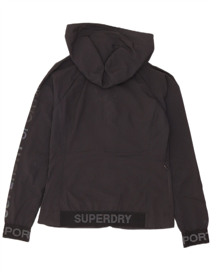 Superdry Damen-Windbreakerjacke mit Kapuze, UK 8, Größe S, Schwarz, Polyester