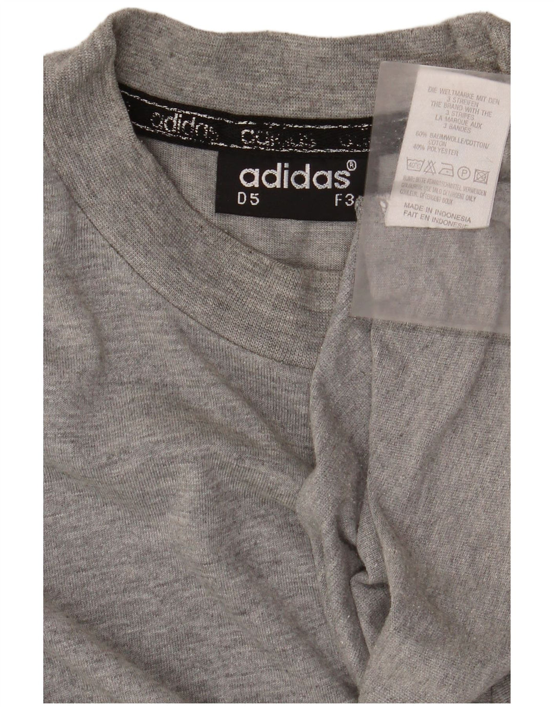 Adidas Herren Top Langarm UK 38/40 Mittelgrau gefleckte Baumwolle