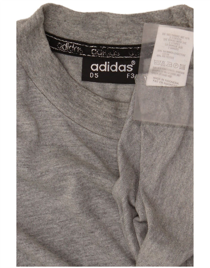 Adidas Herren Top Langarm UK 38/40 Mittelgrau gefleckte Baumwolle