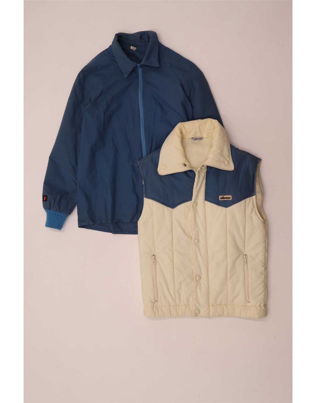 Ellesse Damen Windjacke IT 44 Mittelblaue Colourblock-Baumwolle
