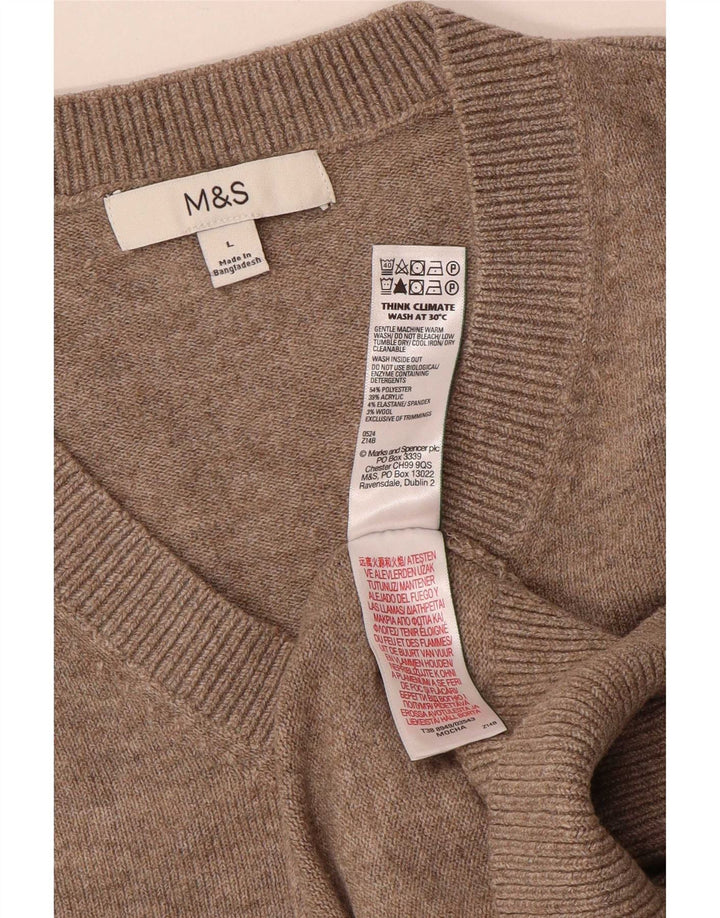 Marks & Spencer Herren-Pullover mit V-Ausschnitt, groß, beige, Polyester