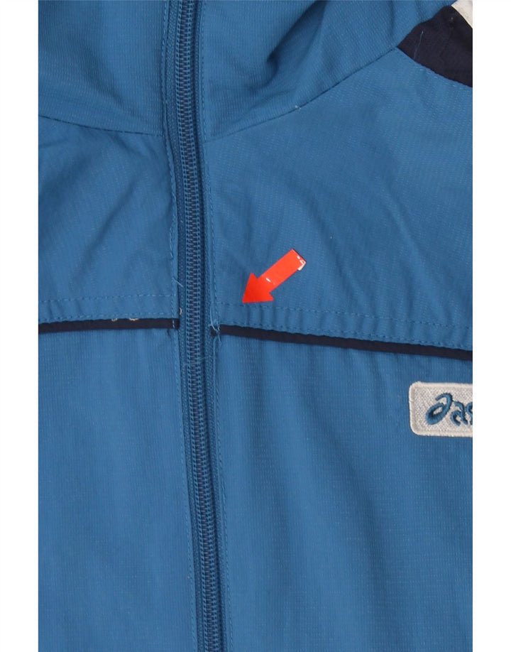 ASICS Mens Tracksuit Top Jacket Medium Blue Colourblock Polyester Vintage Asics and Second-Hand Asics from Messina Hembry 