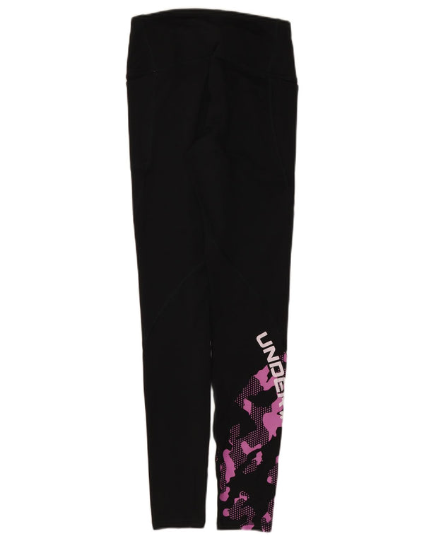 Under Armour Damen Cold Gear Graphic Leggings UK 4 XS Black Camouflage