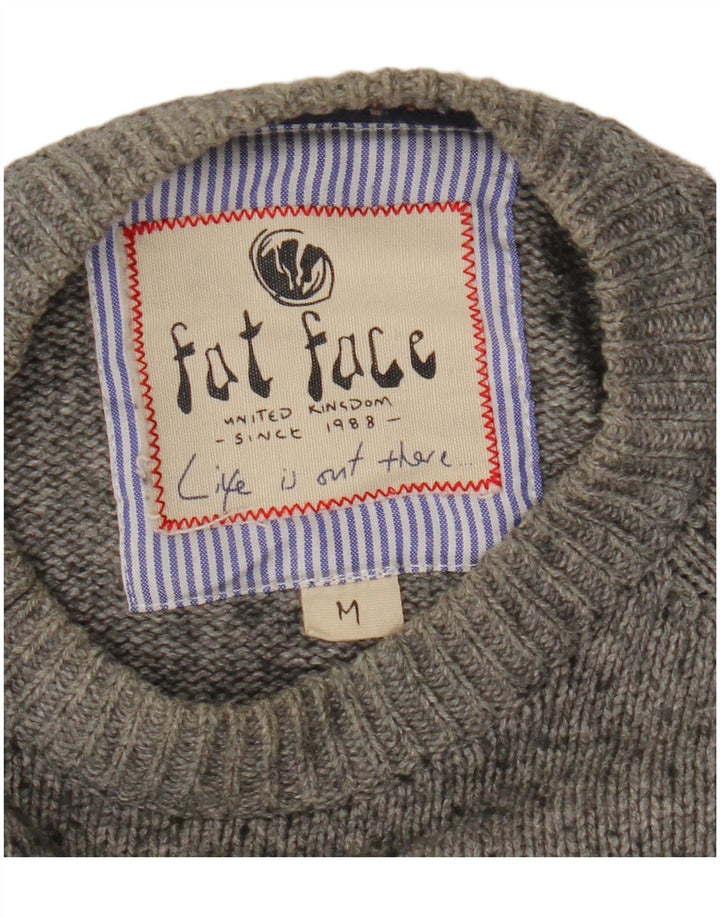 Fat Face Herren-Pullover mit Rundhalsausschnitt, mittelgrau gestreift