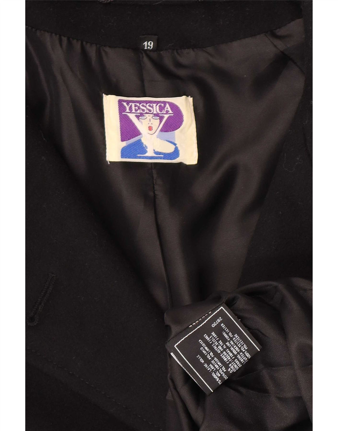 Yessica Damen Zweireihiger Mantel UK 20 2XL Schwarze Wolle