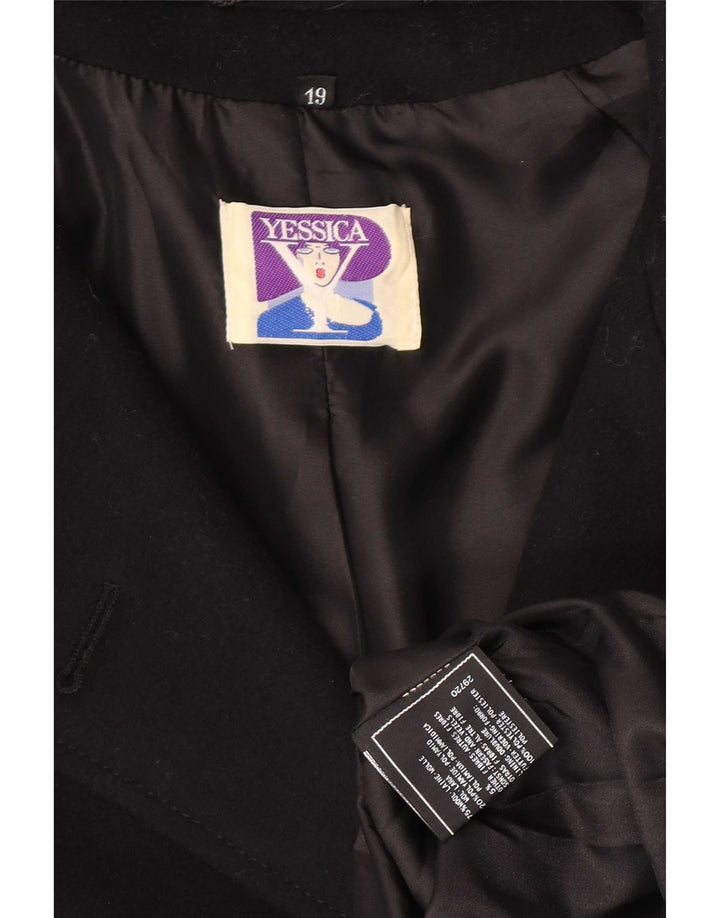 Yessica Damen Zweireihiger Mantel UK 20 2XL Schwarze Wolle